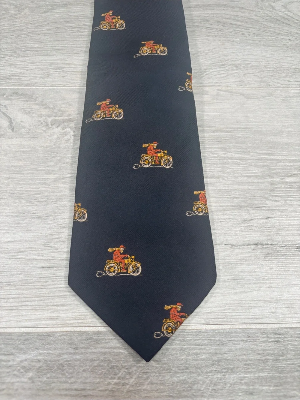 Vintage Bert Pulitzer Navy Blue Silk Blend Classic Motorcycle Tie